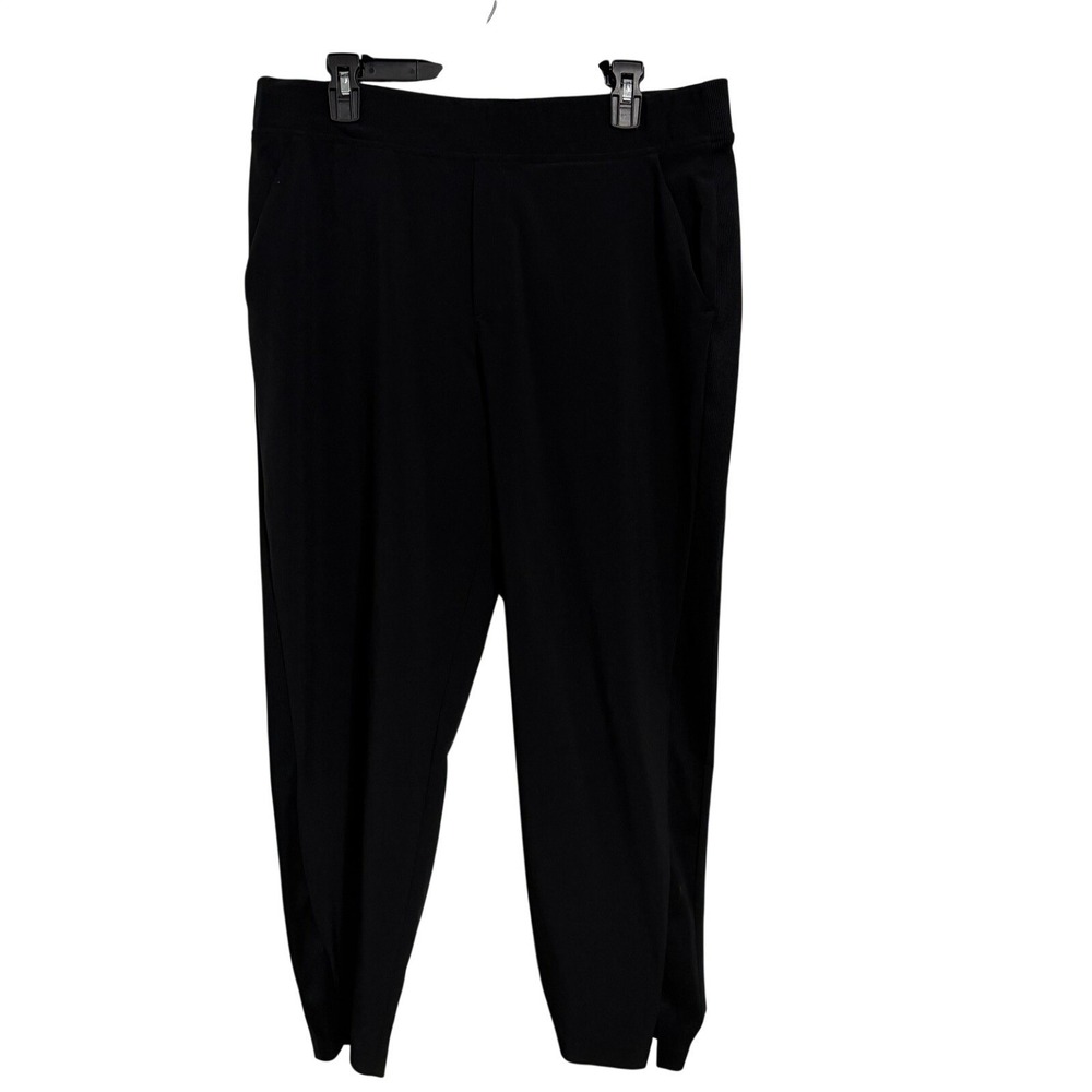 Athleta Black Booklyn Jogger Performance Trousers Ribbed Side Stripe Sz 16‎